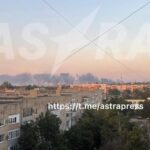 Дим від пожежі на комбінаті у Каменськ-Шахтинському
