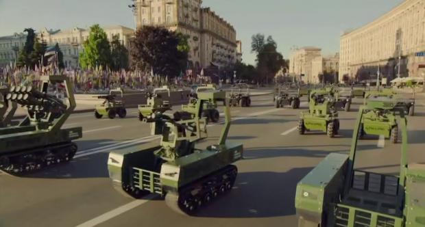 Вітчизняний ВПК демонструє засоби сучасної війни: З нагоди Дня Незалежності України у Києві вперше у світовій історії відбувся парад роботизованих комплексів та дронів